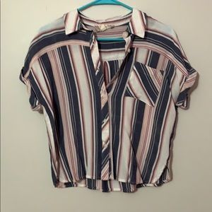 ON HOLD💓 Pink Rose Stripes Collared Shirt